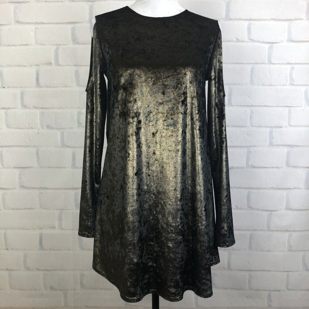 Show Me Your Mumu Stretch Crushed Velvet Teddy Tunic Size S Gold - Picture 1 of 8